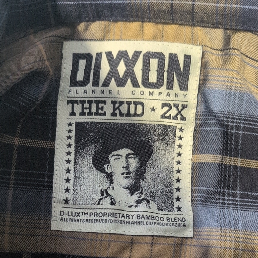 DIXXON THE KID Short-Sleeve Plaid Button-Down Shirt in Tan and Black - Picture 2 of 4